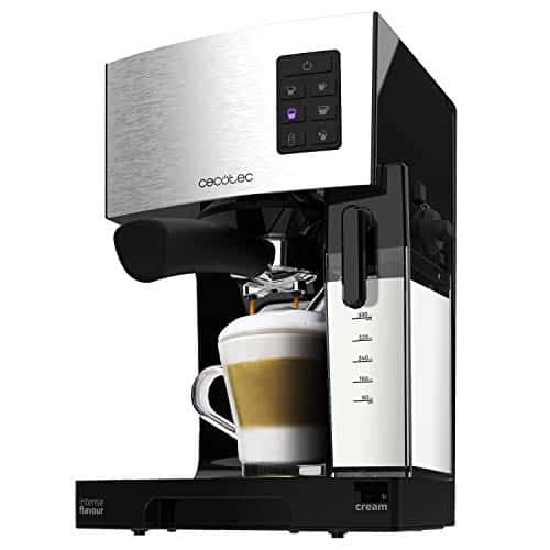 Cecotec Power Instant-ccino Cafetera Express Semiautomática, Tanque de Leche, Cappuccino en un Solo Paso, 20 Bares de Presión y Sistema Thermoblock, Inox